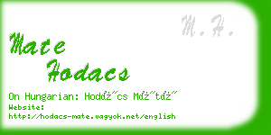 mate hodacs business card